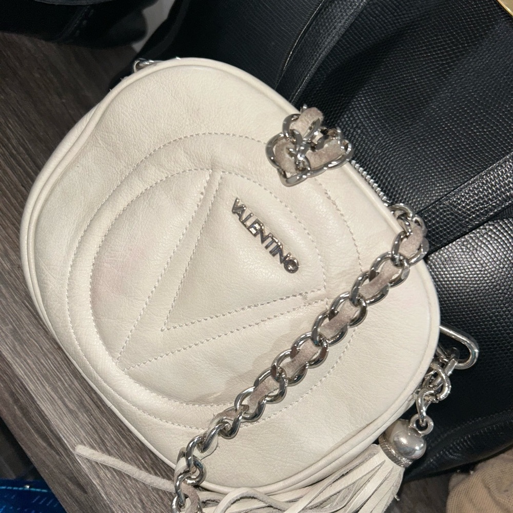 Valentino White Quilted Crossbody Bag with Chain Strap
